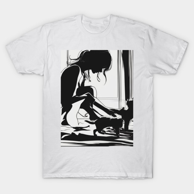 Kittens Shadow Silhouette Anime Style Collection No. 40 T-Shirt by cornelliusy